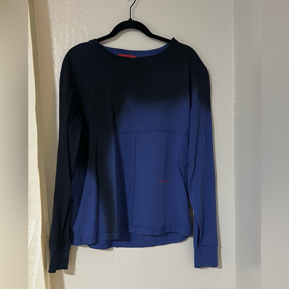 Eckhaus Latta Royal Blue Long Sleeve Top with Red Label